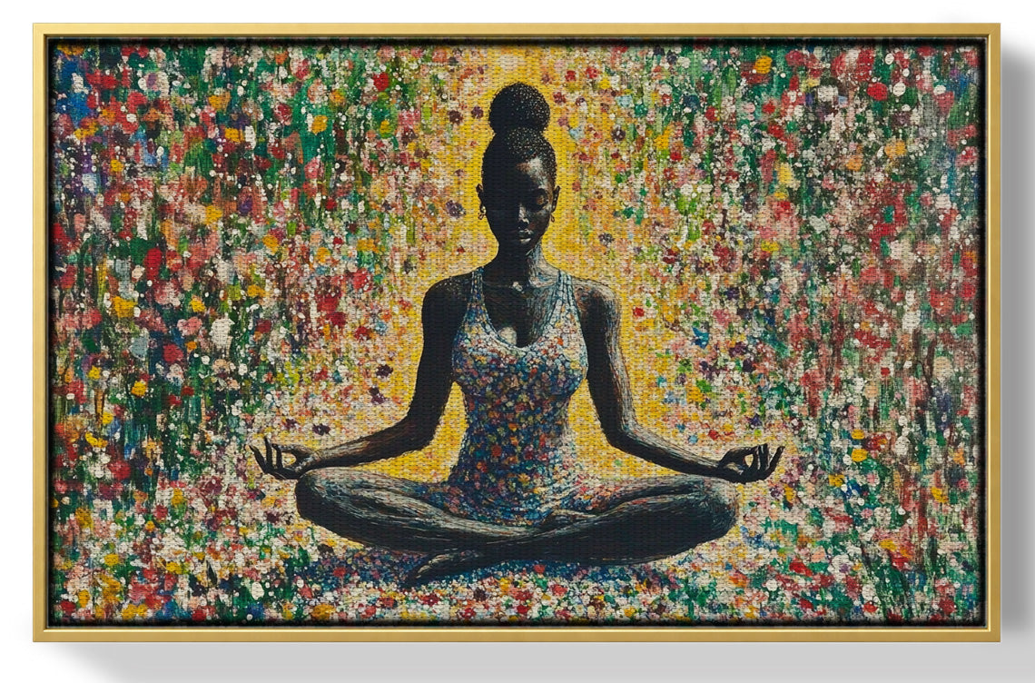 Black Woman Floral Meditation African American wall art view 37