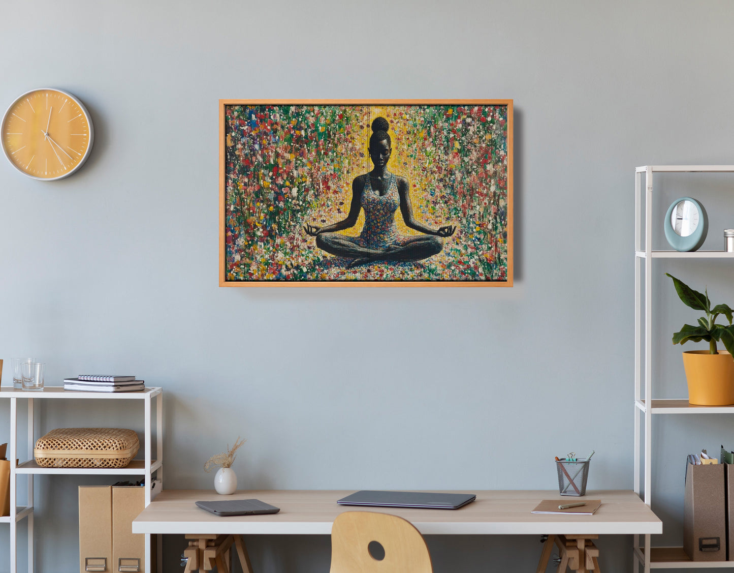 Black Woman Floral Meditation African American wall art view 48