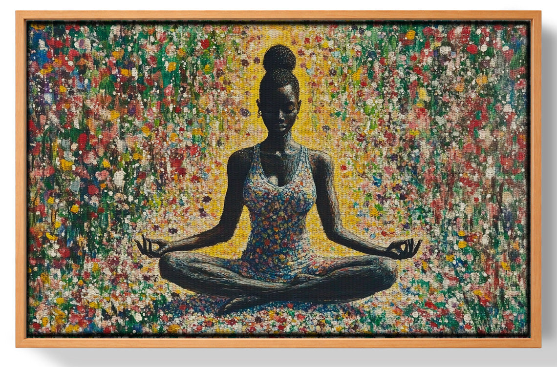 Black Woman Floral Meditation African American wall art view 43