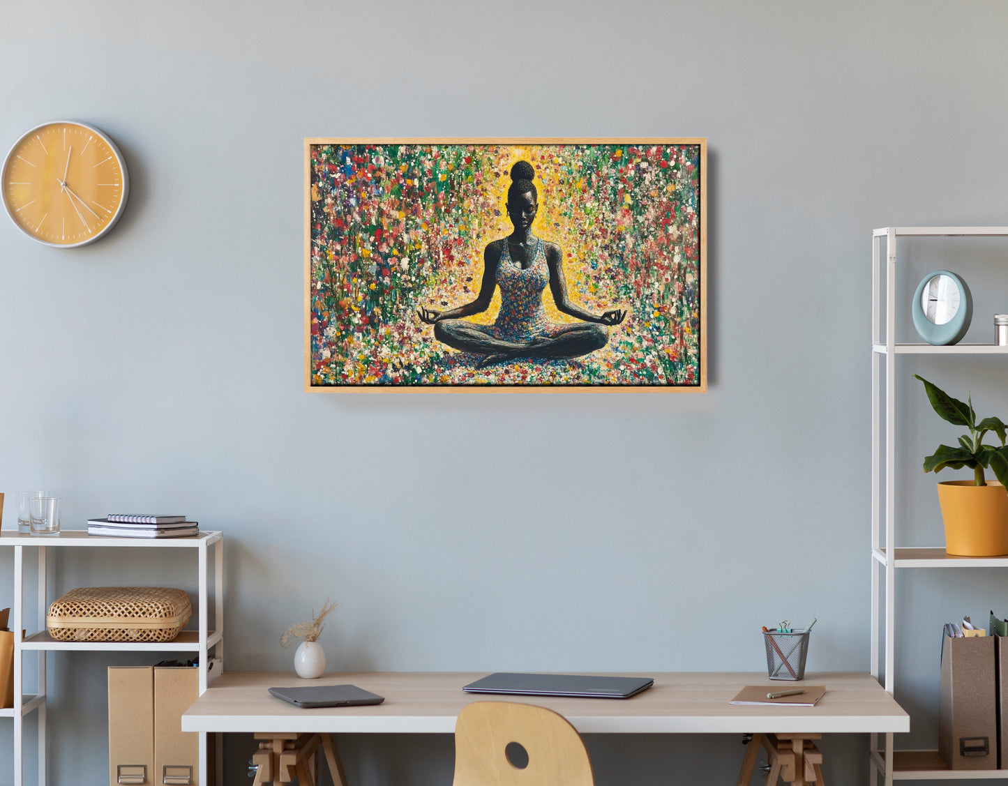 Black Woman Floral Meditation African American wall art view 54