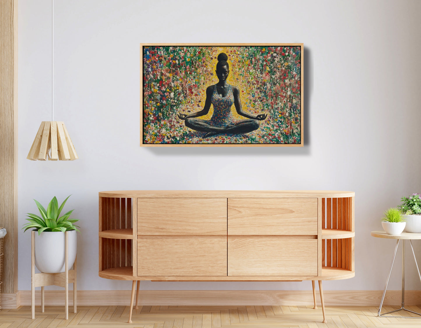 Black Woman Floral Meditation African American wall art view 50