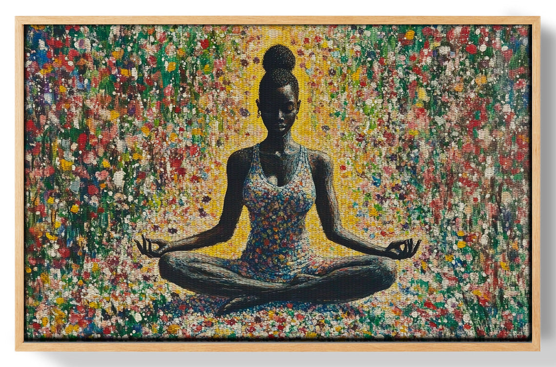 Black Woman Floral Meditation African American wall art view 49