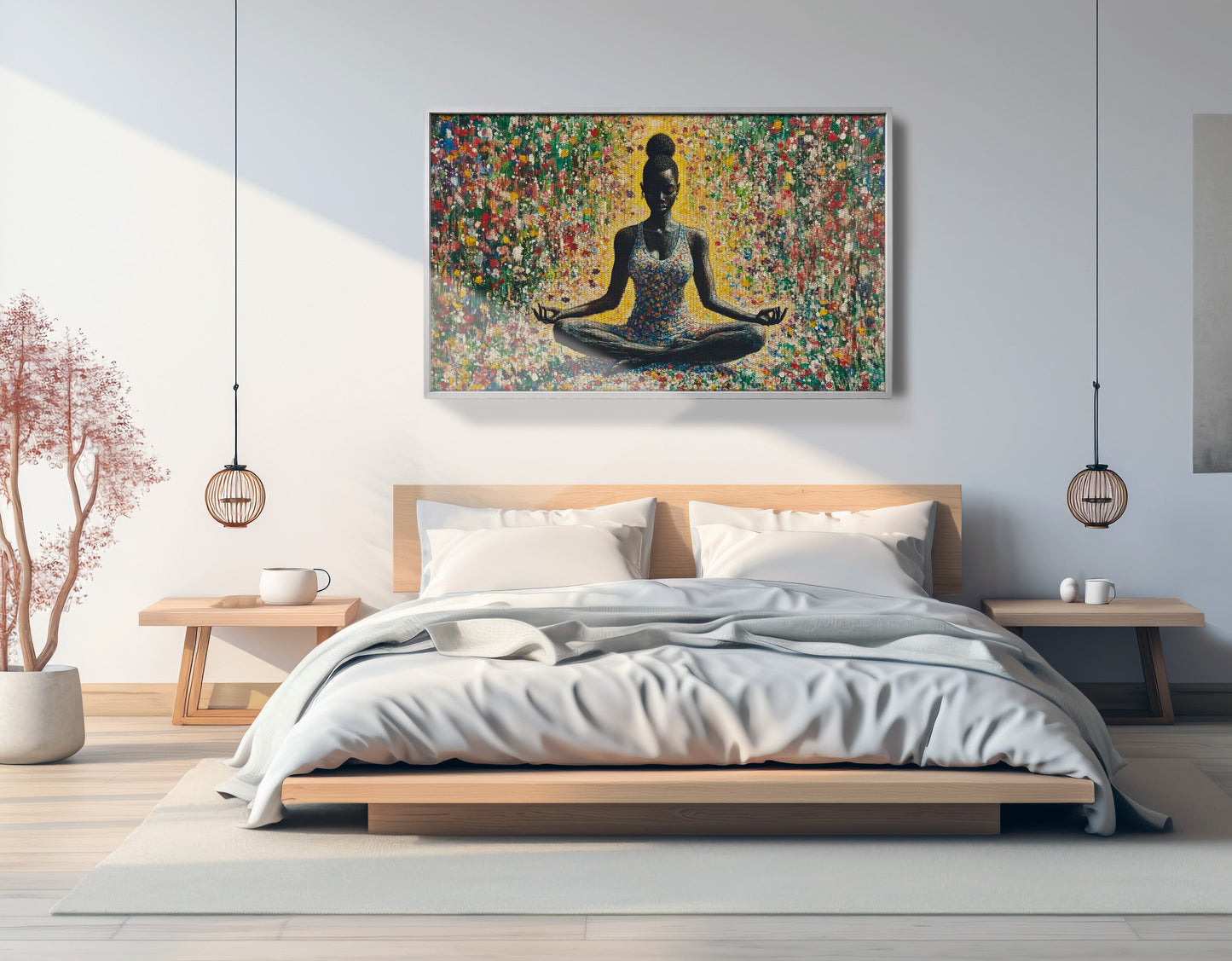 Black Woman Floral Meditation African American wall art view 57