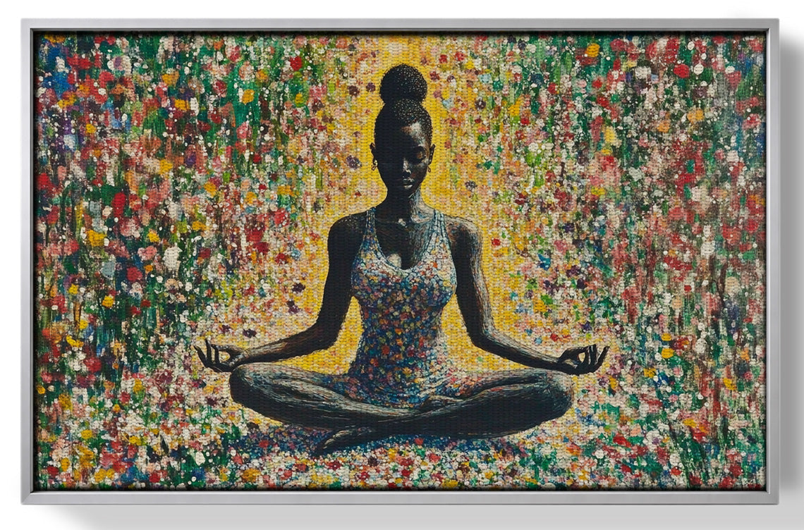 Black Woman Floral Meditation African American wall art view 55