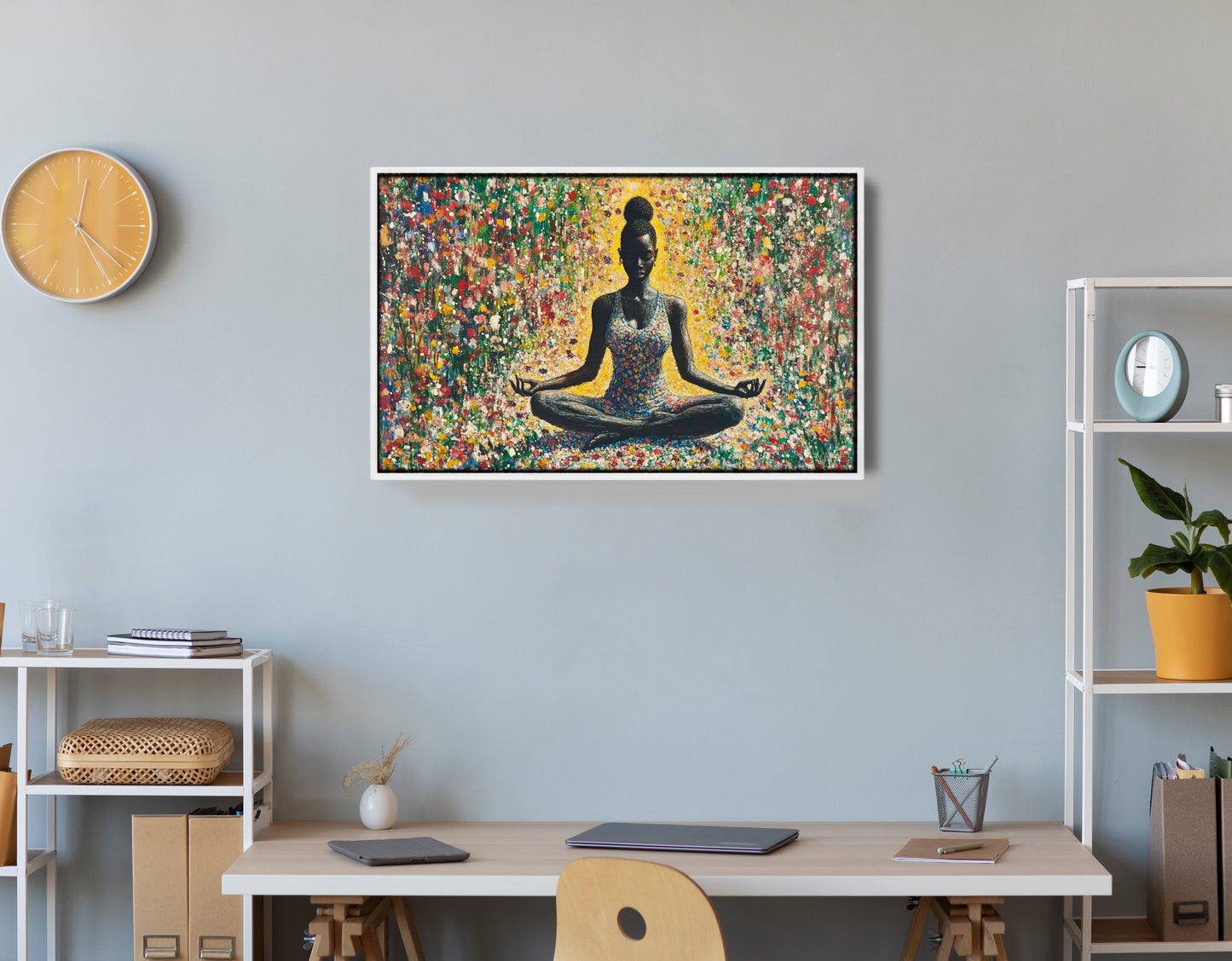 Black Woman Floral Meditation African American wall art view 66