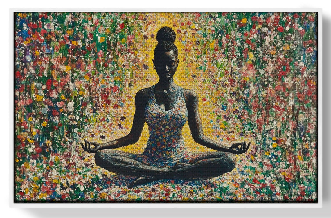 Black Woman Floral Meditation African American wall art view 61