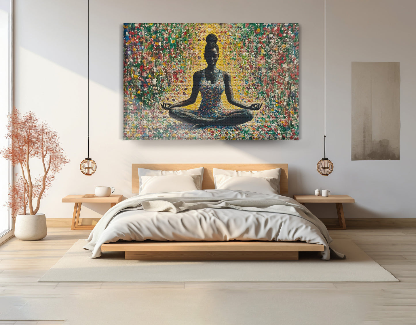 Black Woman Floral Meditation African American wall art view 15