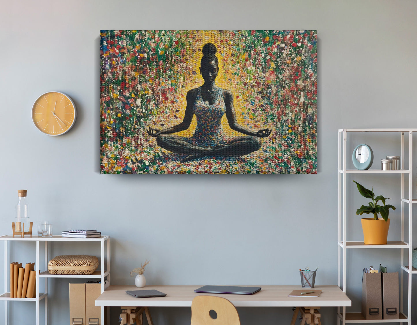 Black Woman Floral Meditation African American wall art view 18