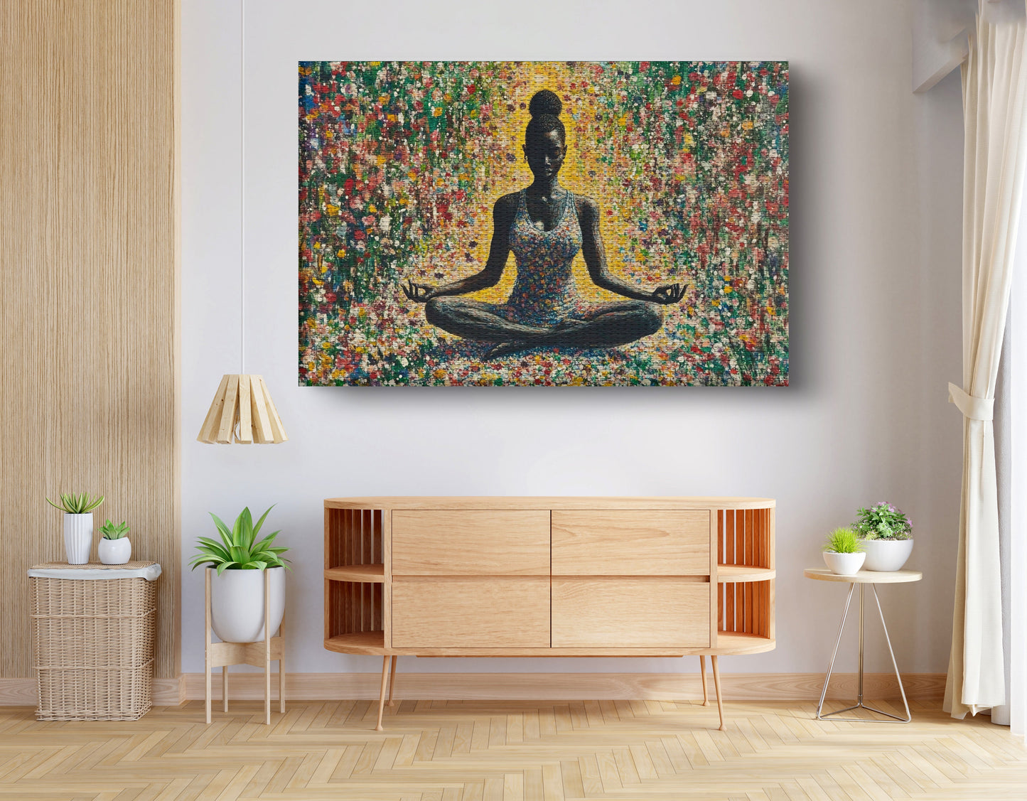 Black Woman Floral Meditation African American wall art view 14