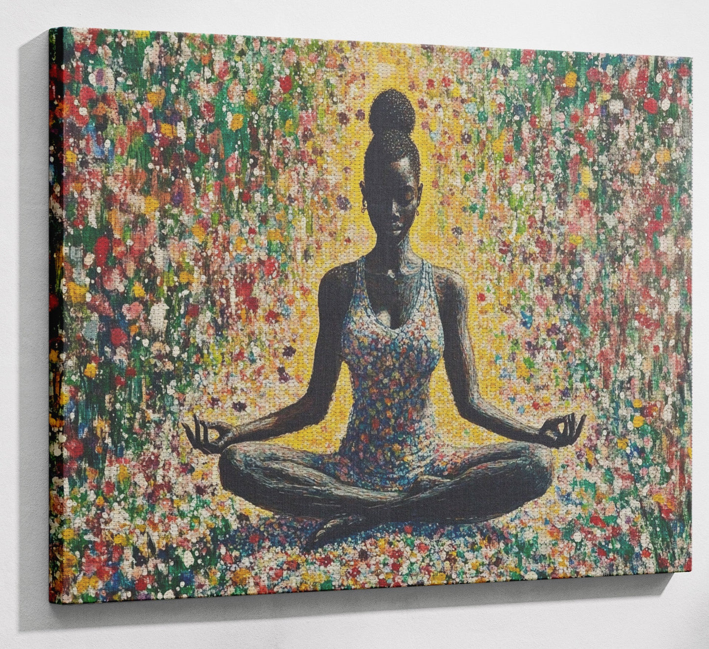 Black Woman Floral Meditation African American wall art view 13