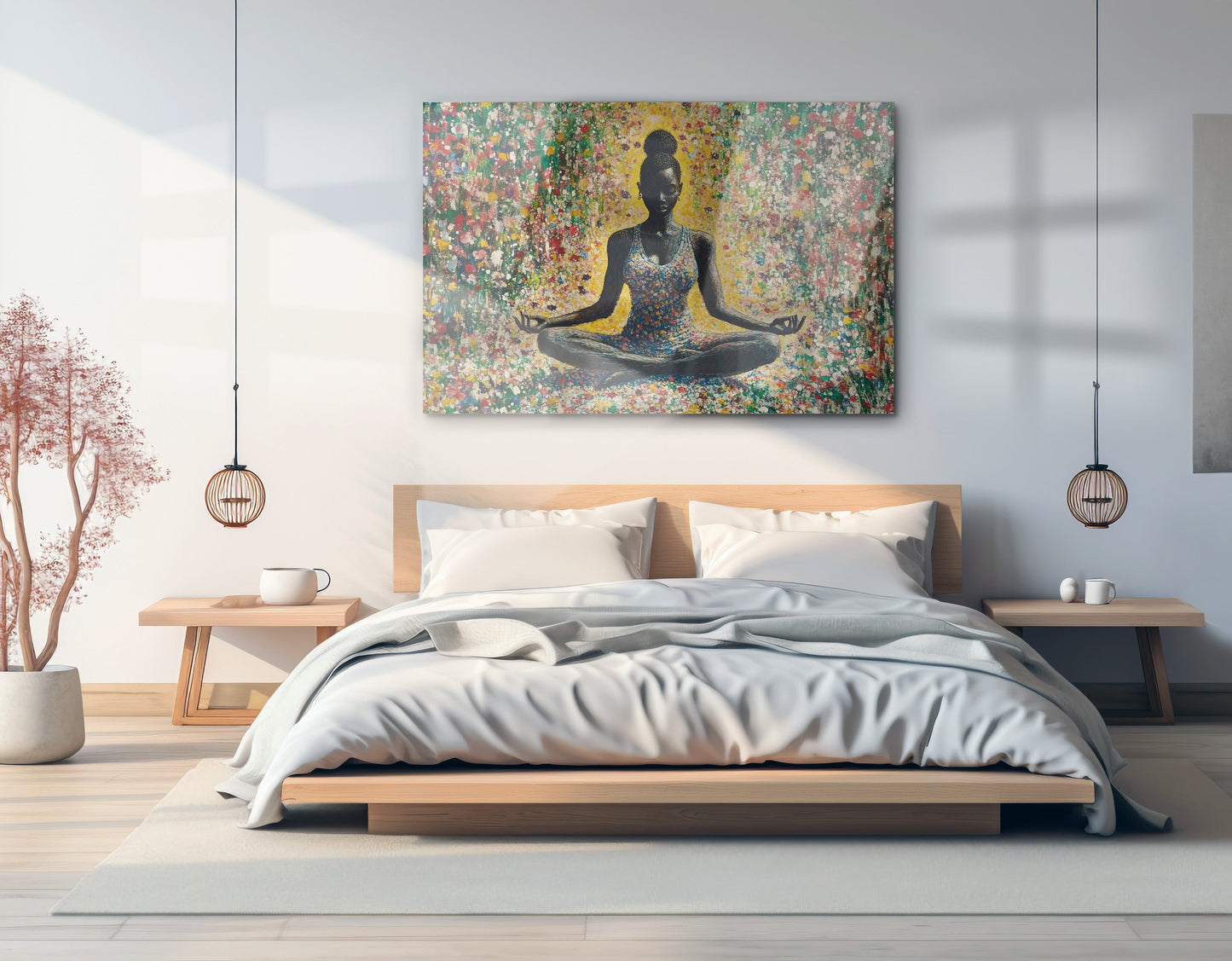 Black Woman Floral Meditation African American wall art view 21