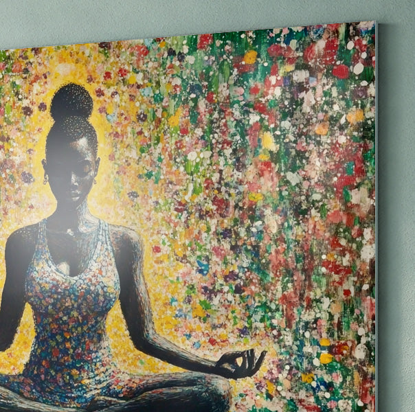 Black Woman Floral Meditation African American wall art view 22