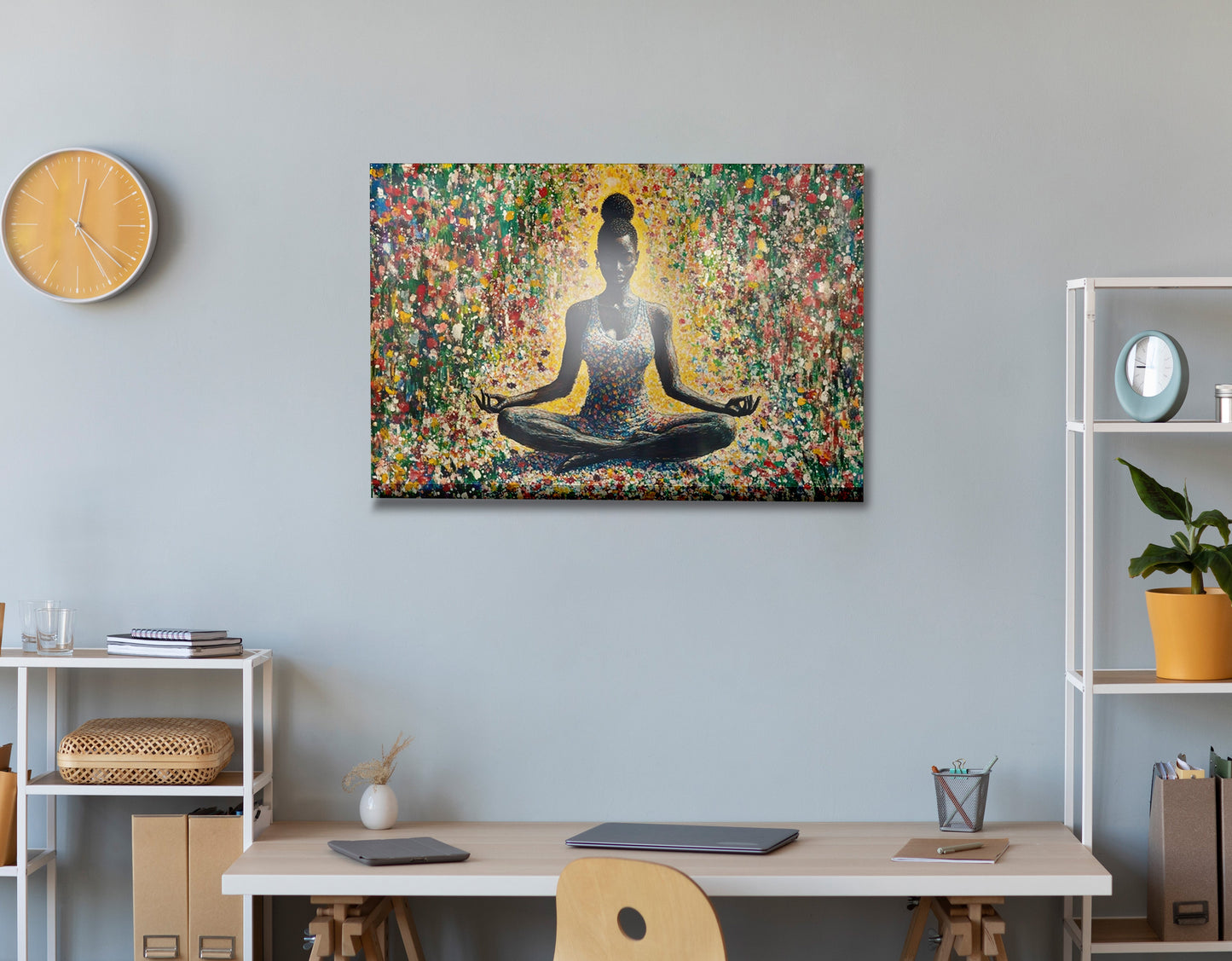Black Woman Floral Meditation African American wall art view 24