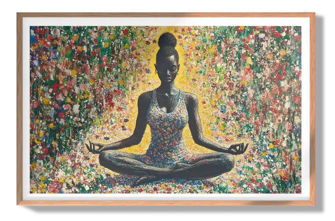 Black Woman Floral Meditation African American wall art view 79