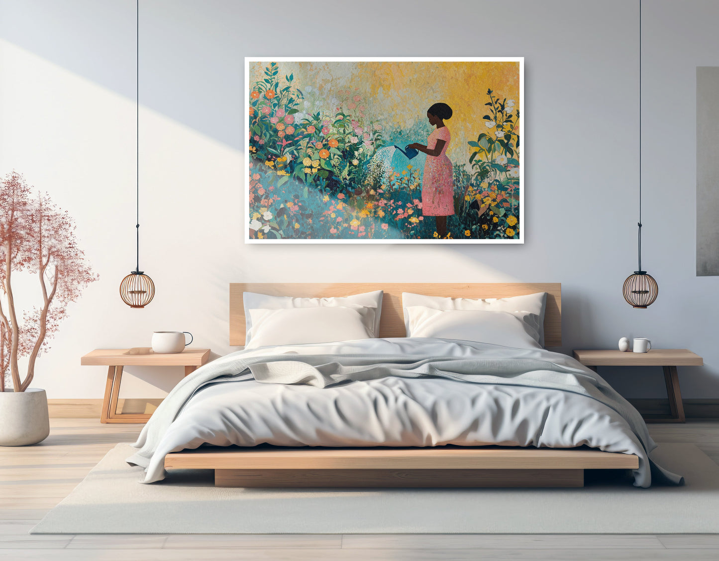 Black Girl Reading Garden Black children wall art artwork view