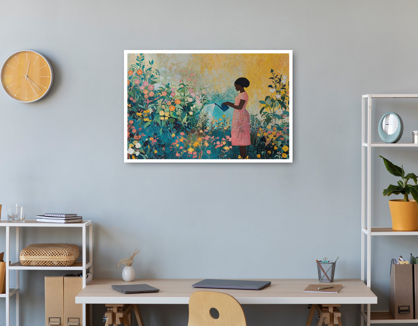 Black Girl Reading Garden Black children wall art print view