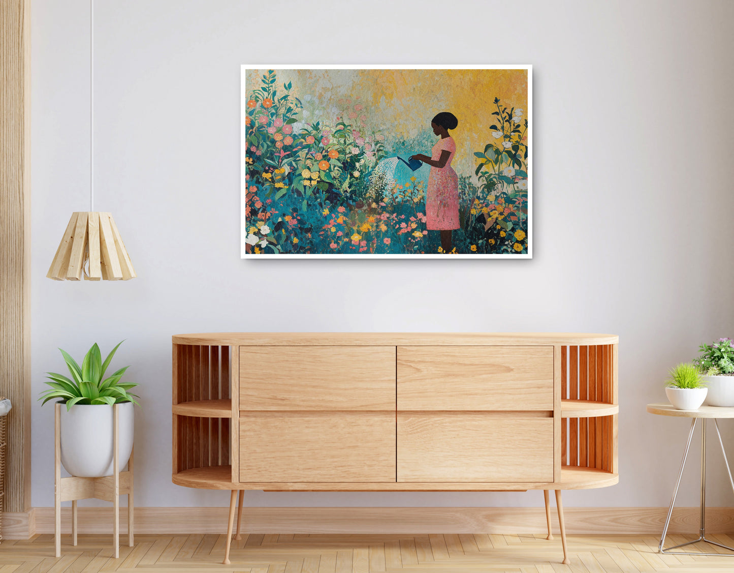 Alternate view of Black Girl Reading Garden Black children wall art canvas print