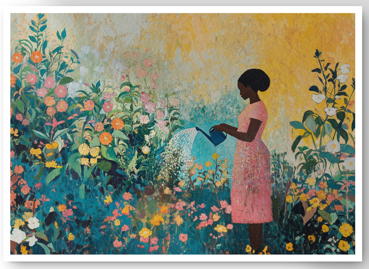 Black Girl Reading Garden Black children wall art canvas print by MoomZee Artwork