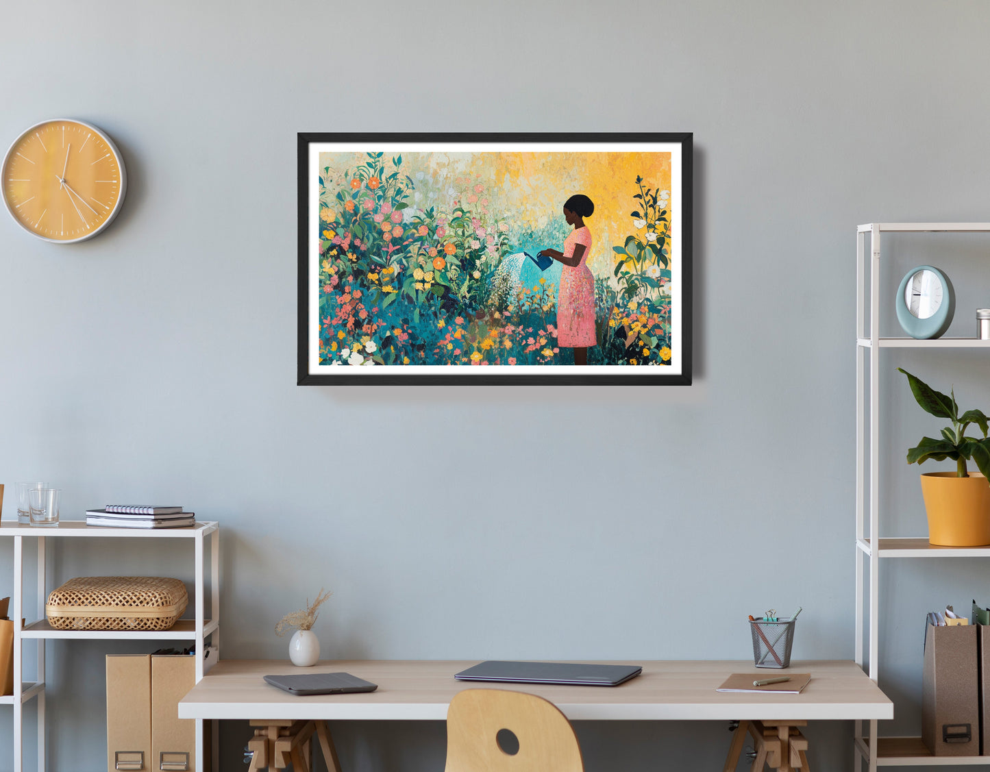Black Girl Reading Garden Black children wall art view 72