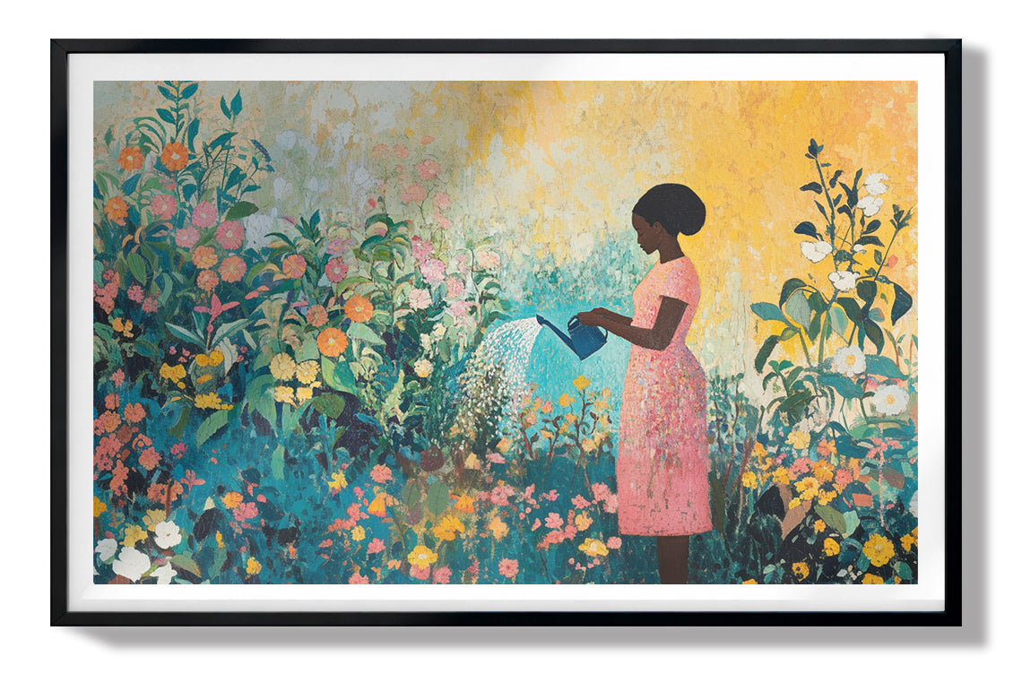 Black Girl Reading Garden Black children wall art view 67