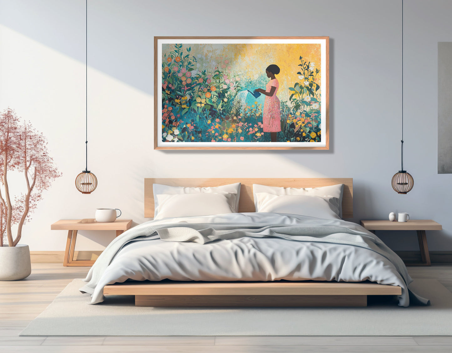Black Girl Reading Garden Black children wall art view 81
