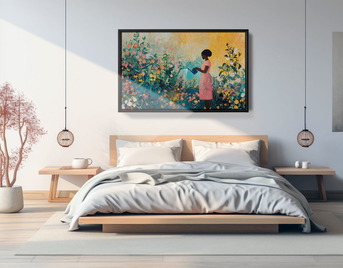 Black Girl Reading Garden Black children wall art view 27
