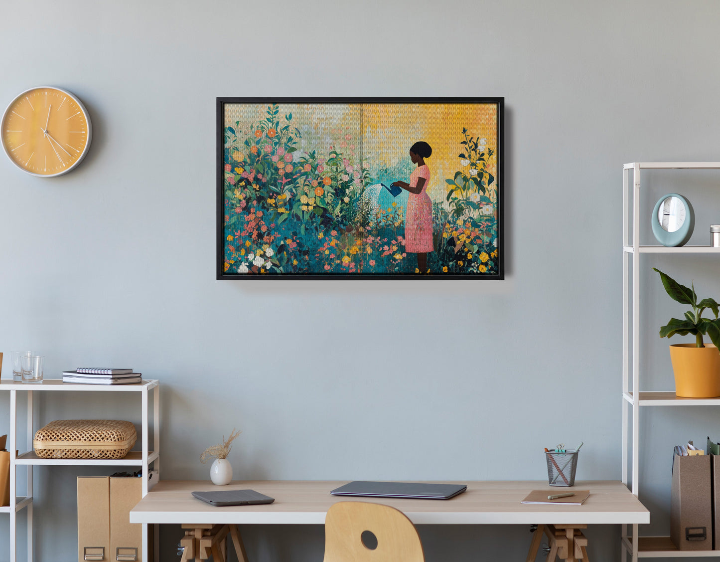 Black Girl Reading Garden Black children wall art view 30
