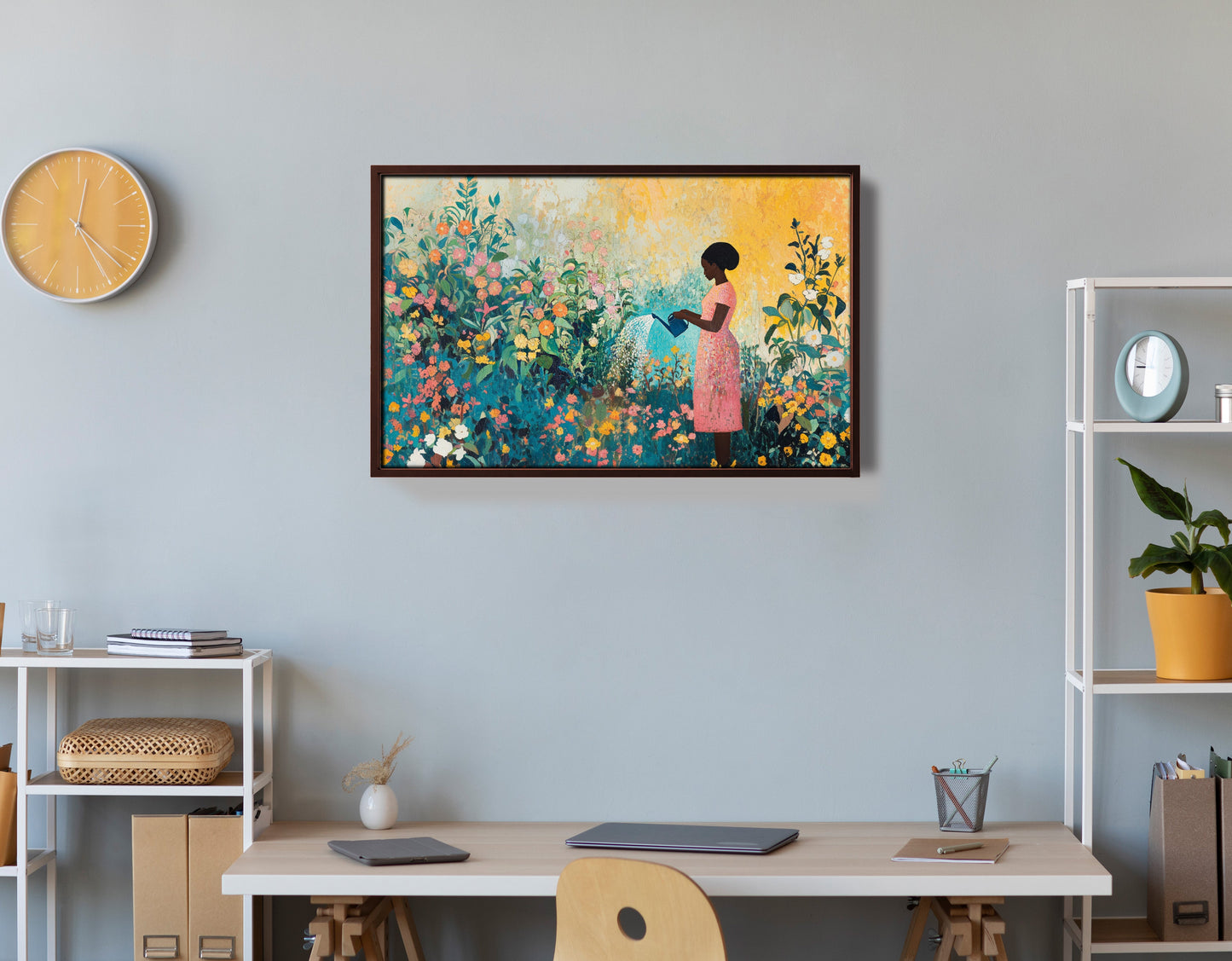 Black Girl Reading Garden Black children wall art view 36