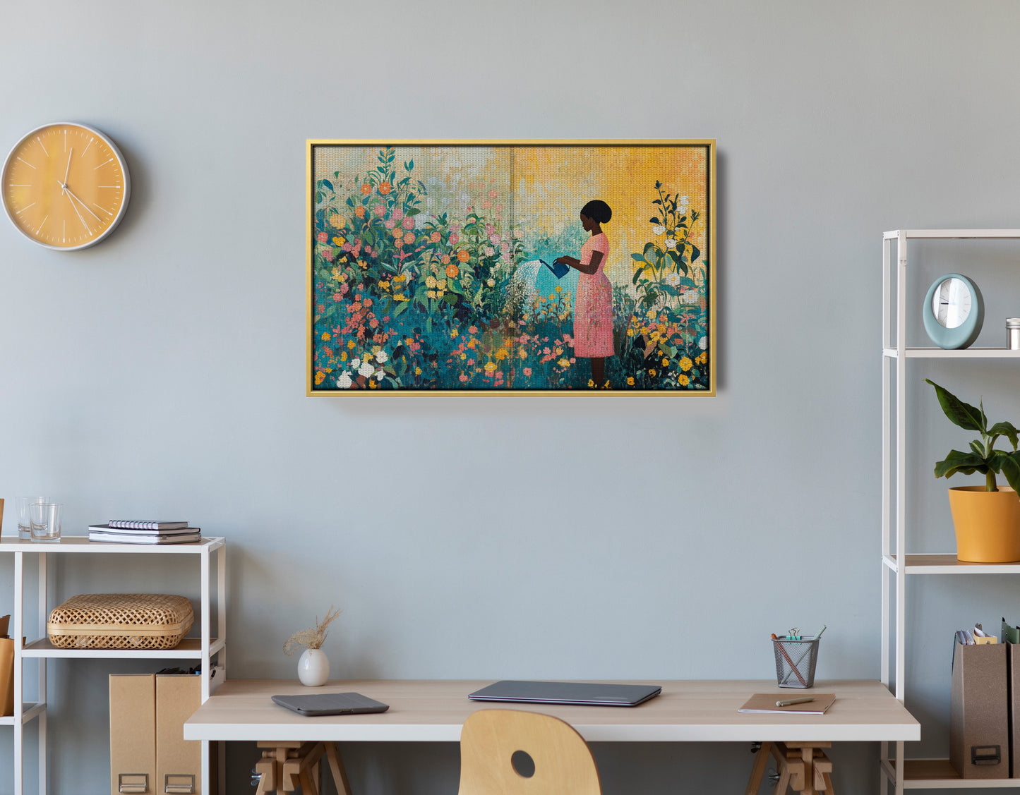 Black Girl Reading Garden Black children wall art view 42