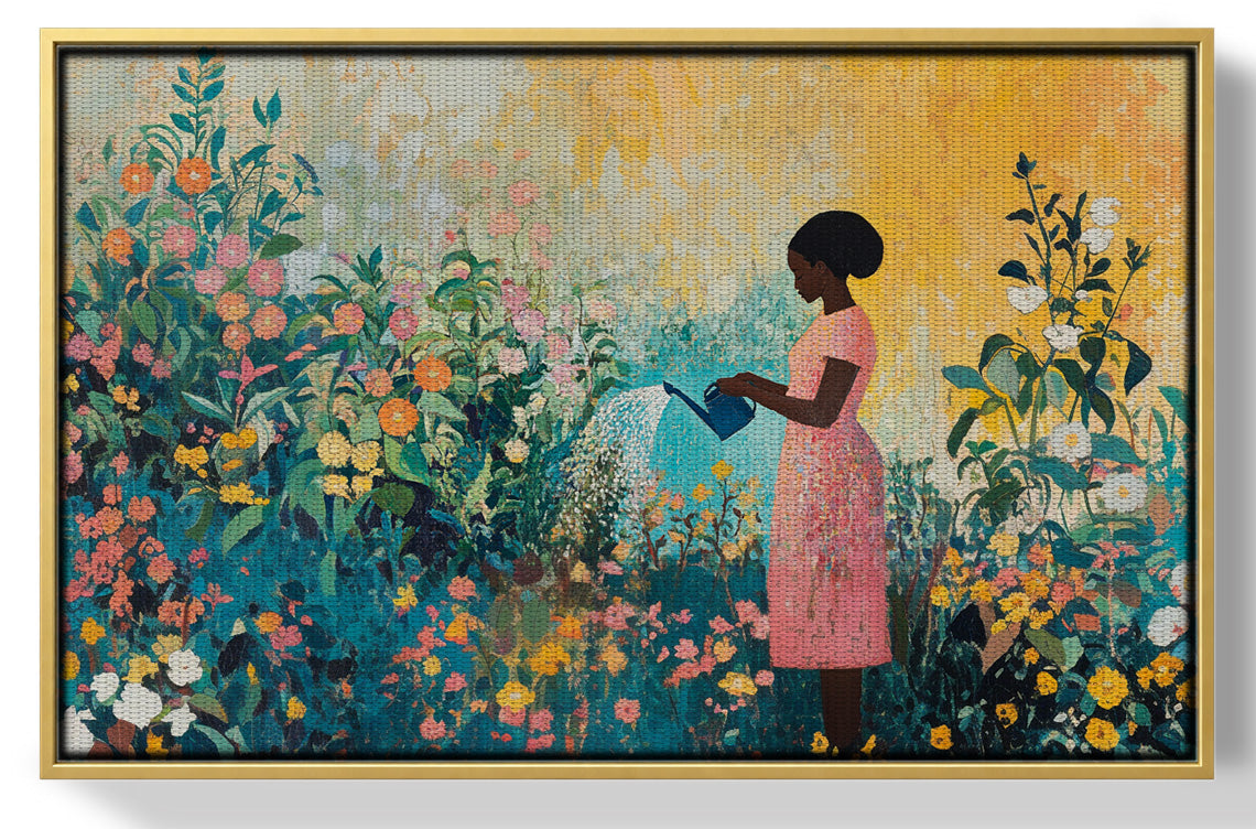 Black Girl Reading Garden Black children wall art view 37