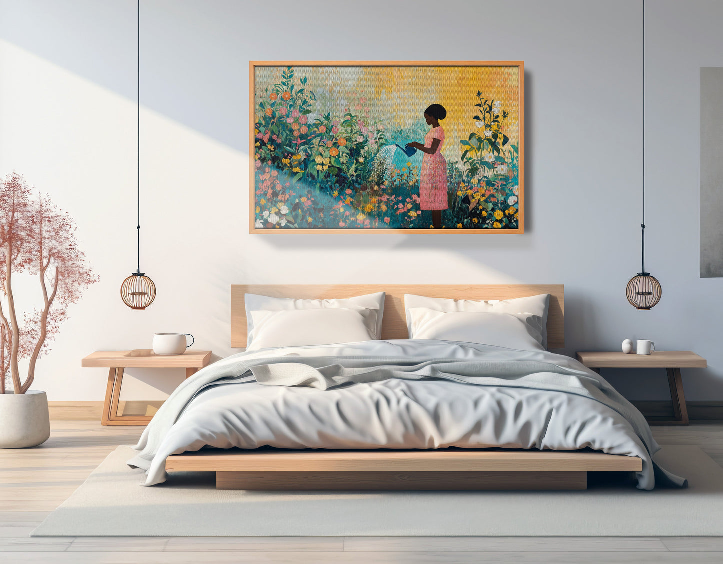 Black Girl Reading Garden Black children wall art view 45