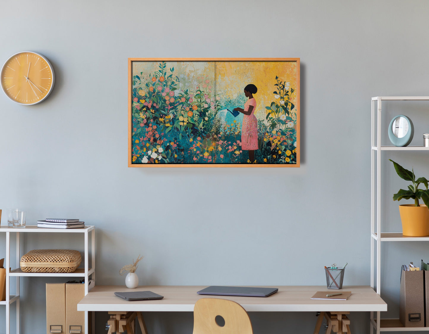 Black Girl Reading Garden Black children wall art view 48