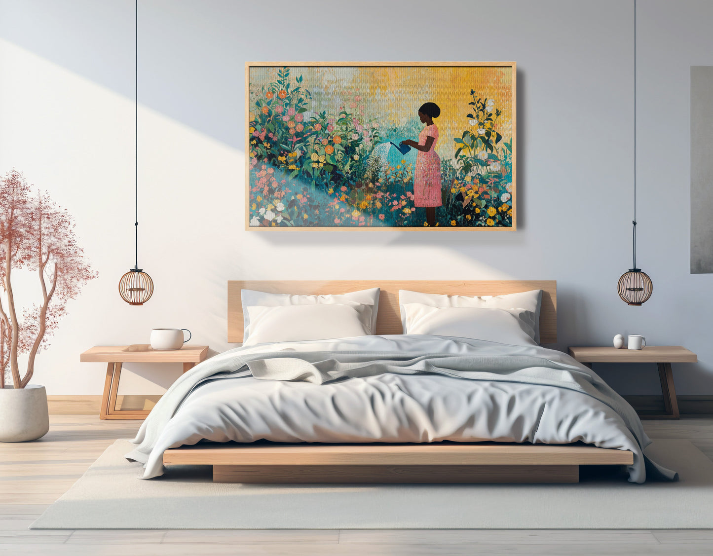 Black Girl Reading Garden Black children wall art view 51