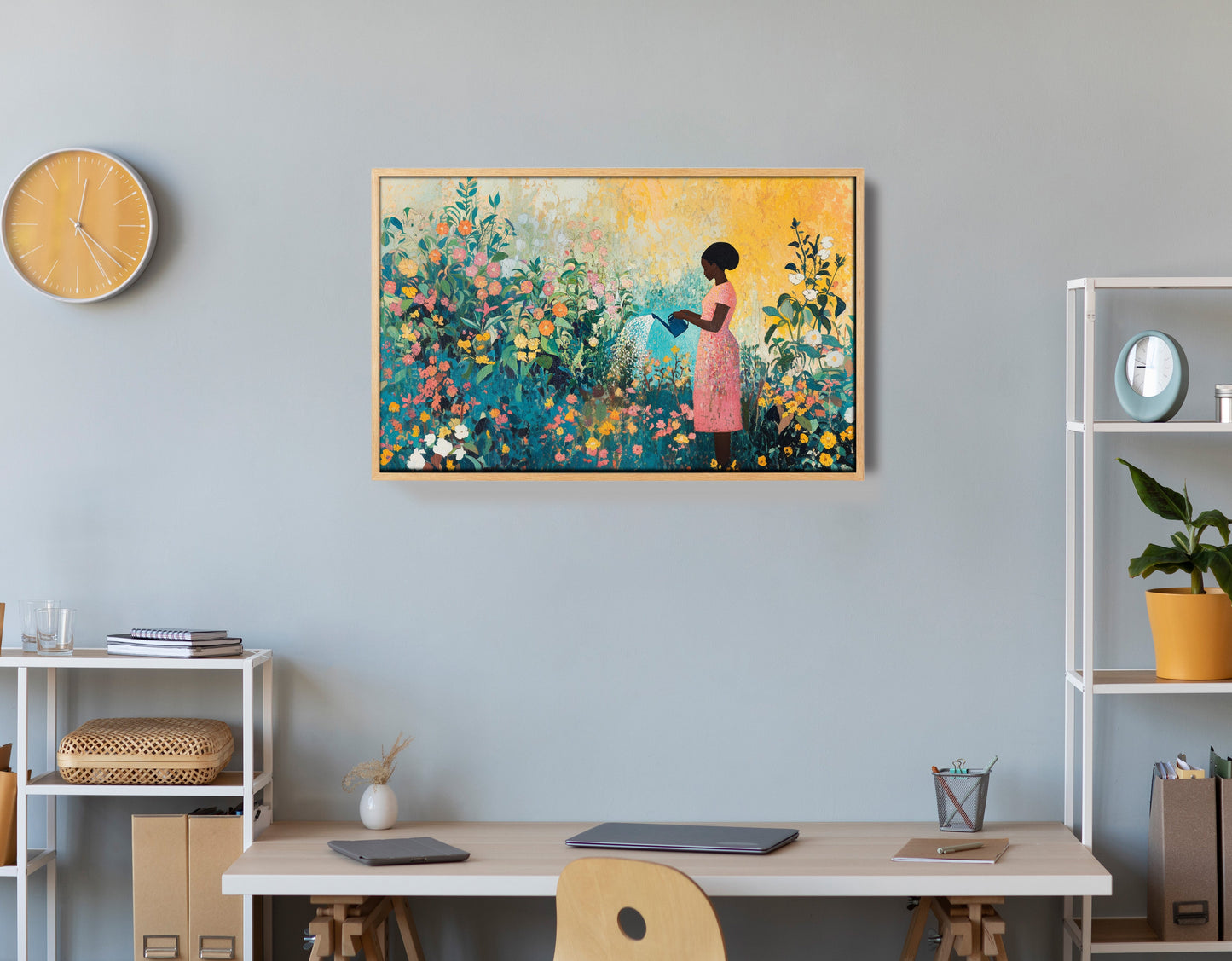 Black Girl Reading Garden Black children wall art view 54