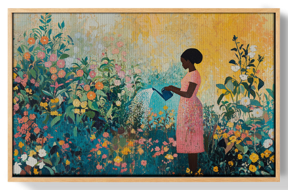 Black Girl Reading Garden Black children wall art view 49
