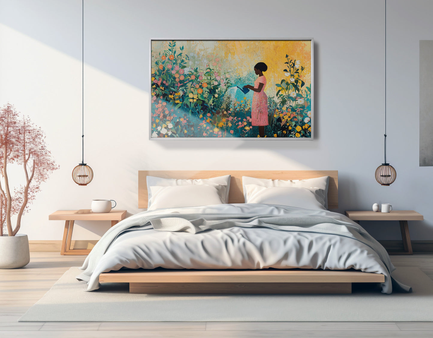 Black Girl Reading Garden Black children wall art view 57