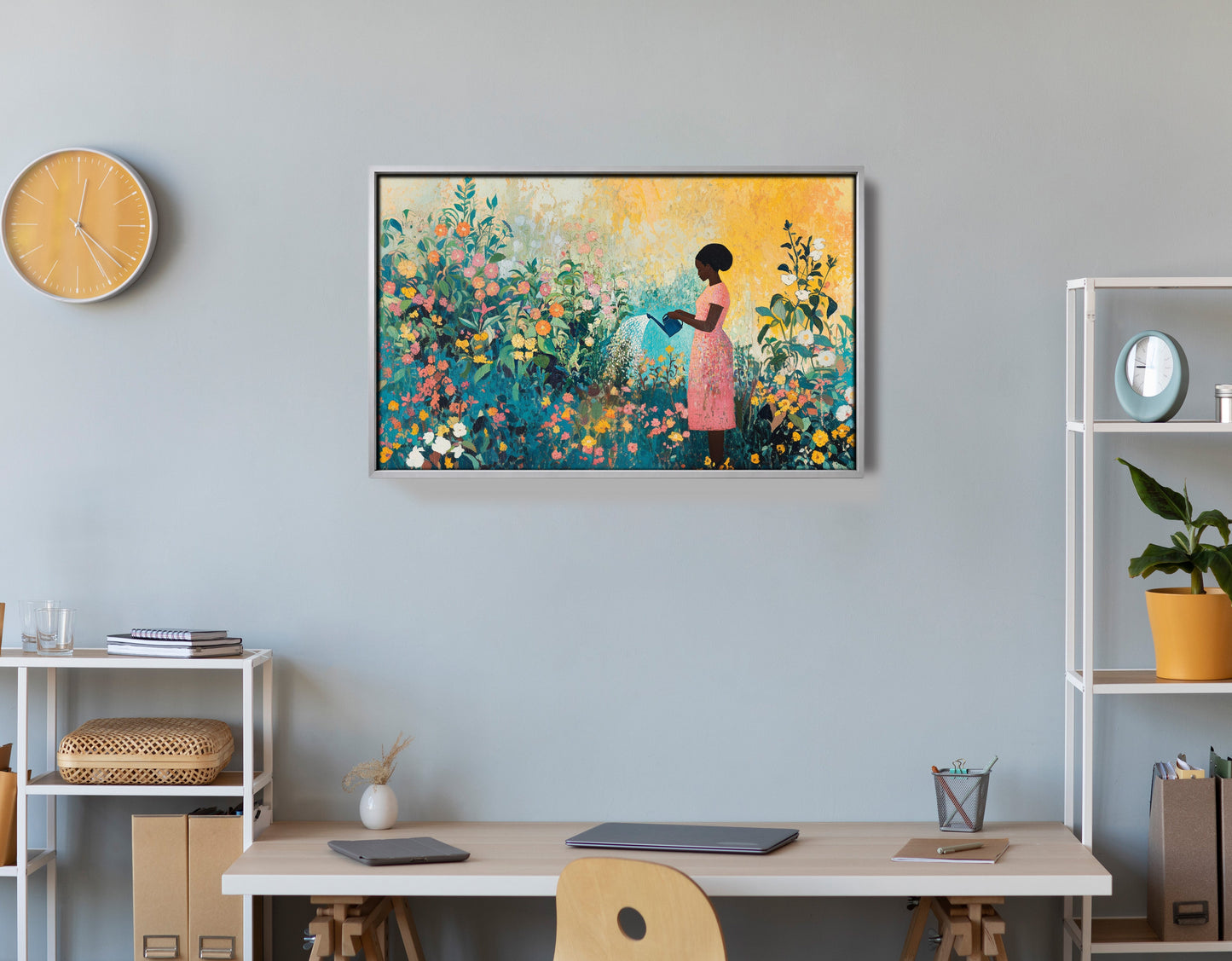 Black Girl Reading Garden Black children wall art view 60
