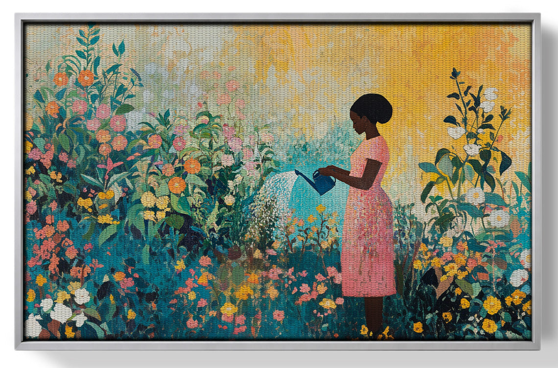 Black Girl Reading Garden Black children wall art view 55