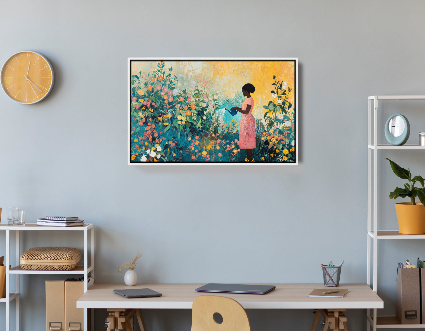 Black Girl Reading Garden Black children wall art view 66
