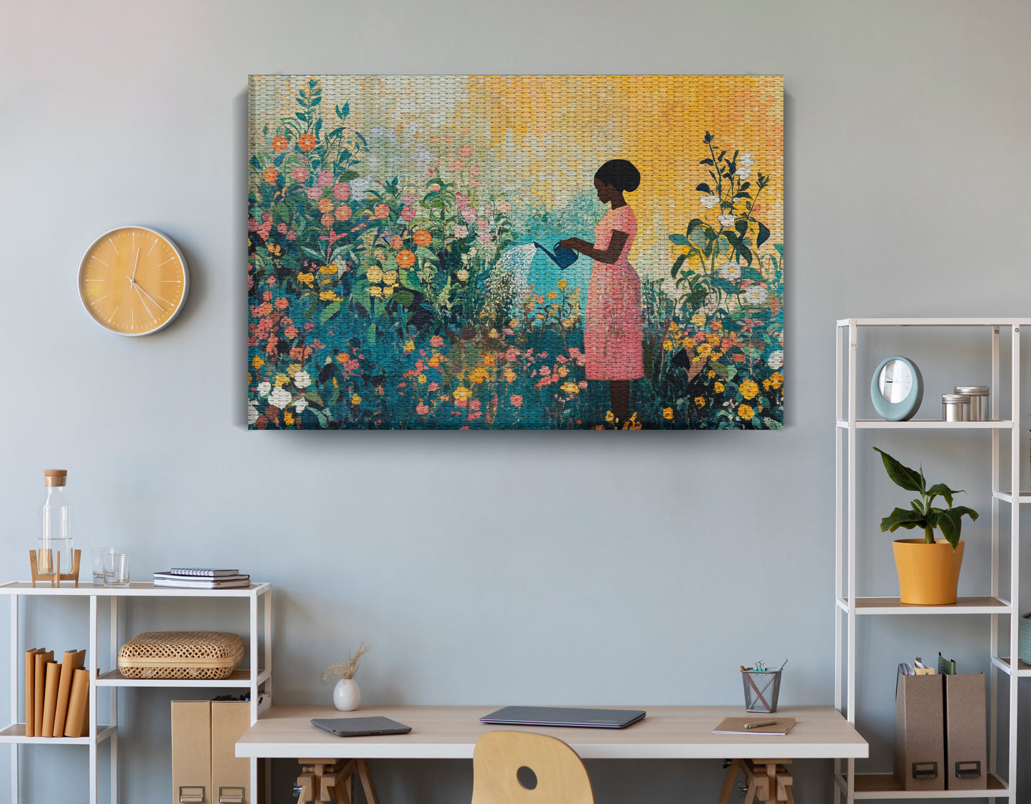 Black Girl Reading Garden Black children wall art view 18