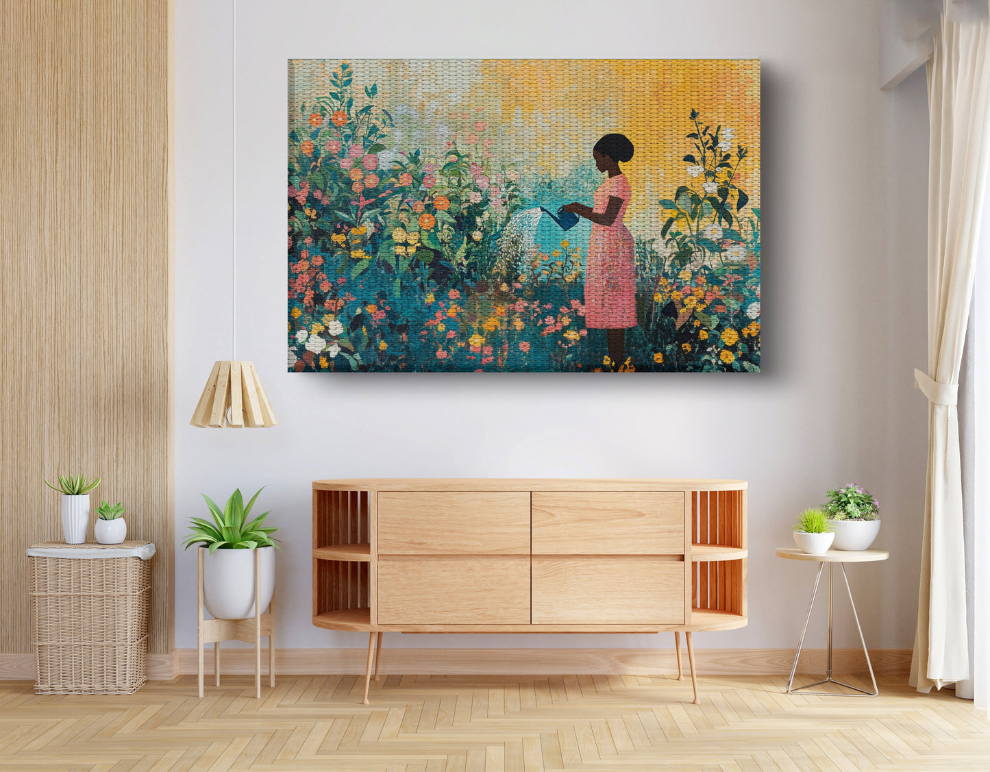 Black Girl Reading Garden Black children wall art view 14