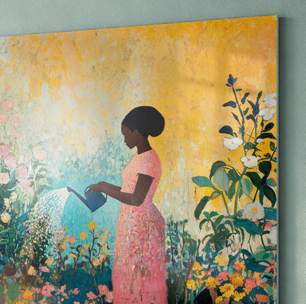 Black Girl Reading Garden Black children wall art view 22