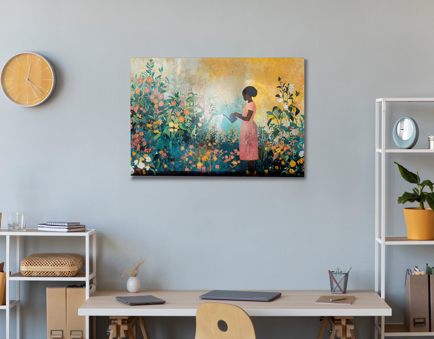 Black Girl Reading Garden Black children wall art view 24