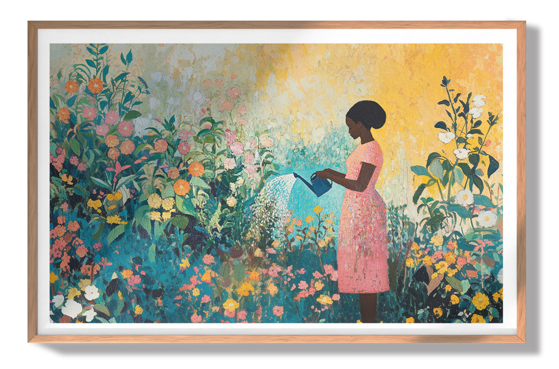 Black Girl Reading Garden Black children wall art view 79