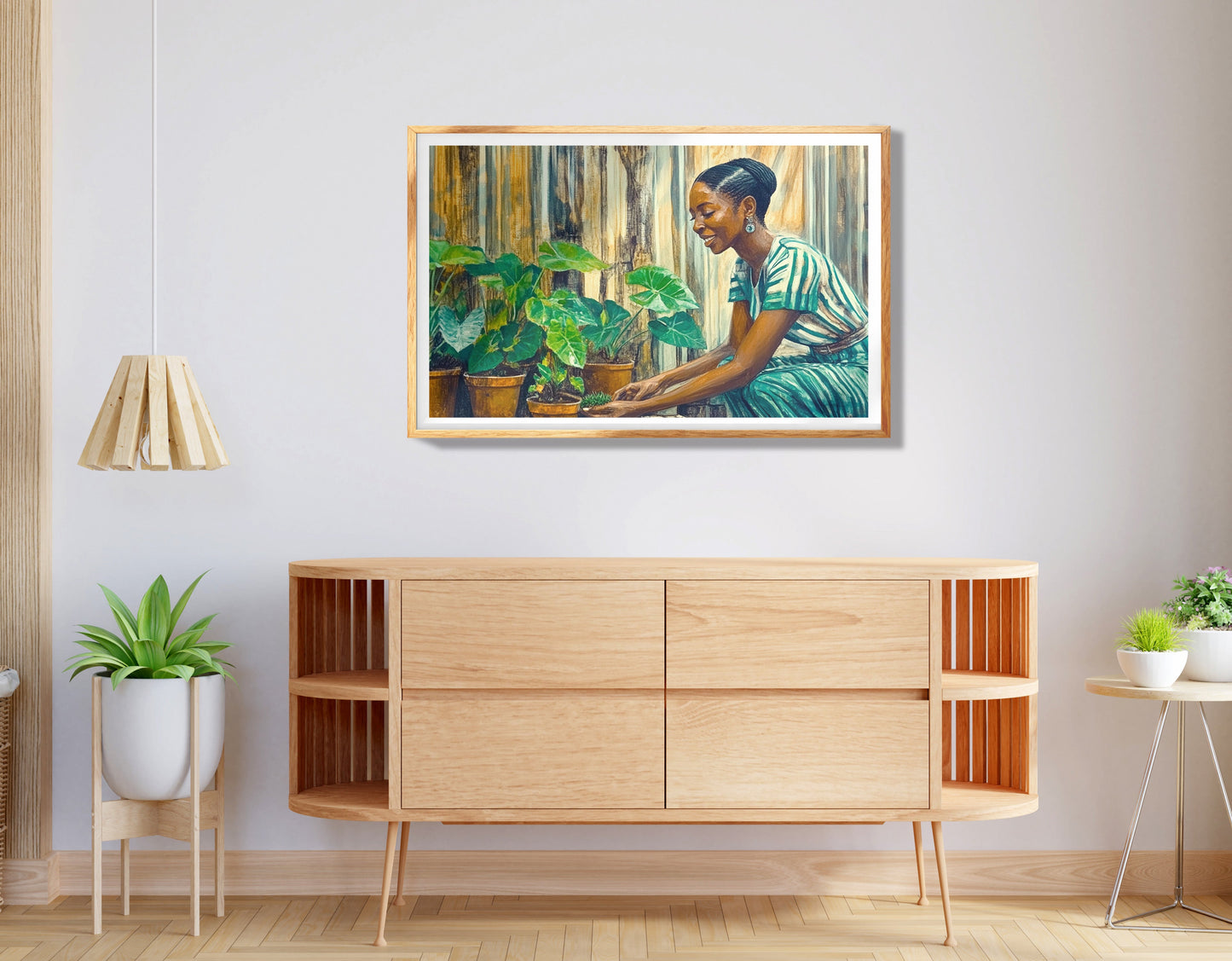 Black Woman Orange Meditation African American wall art view 74