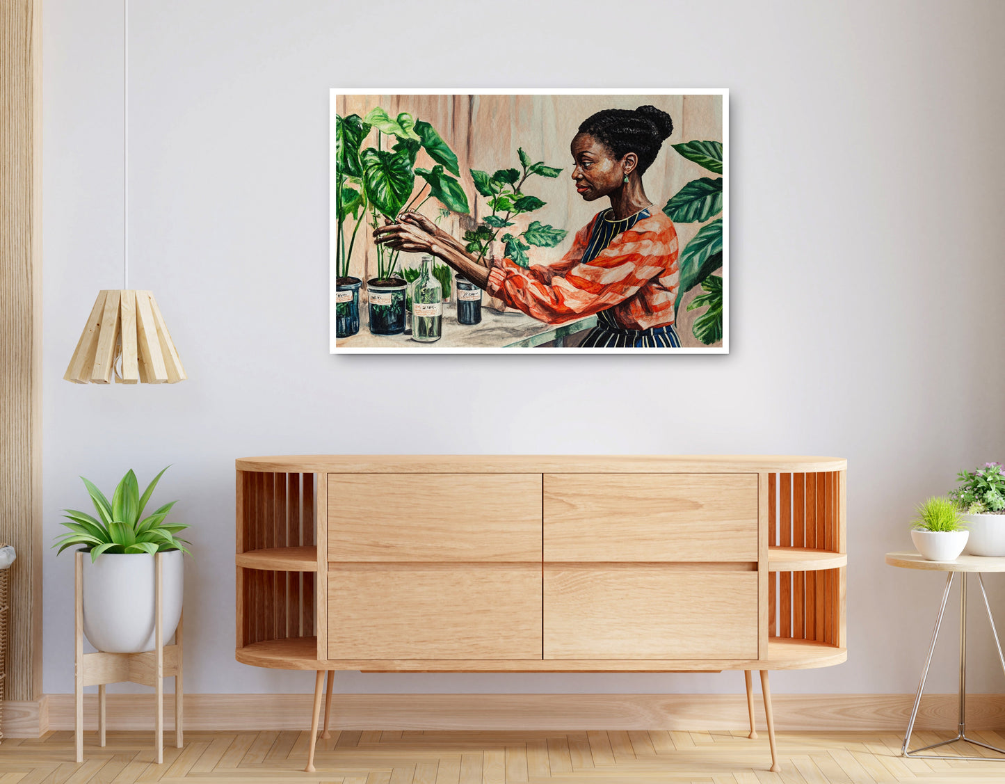 Alternate view of Black Woman Plant Lover African American wall art canvas print