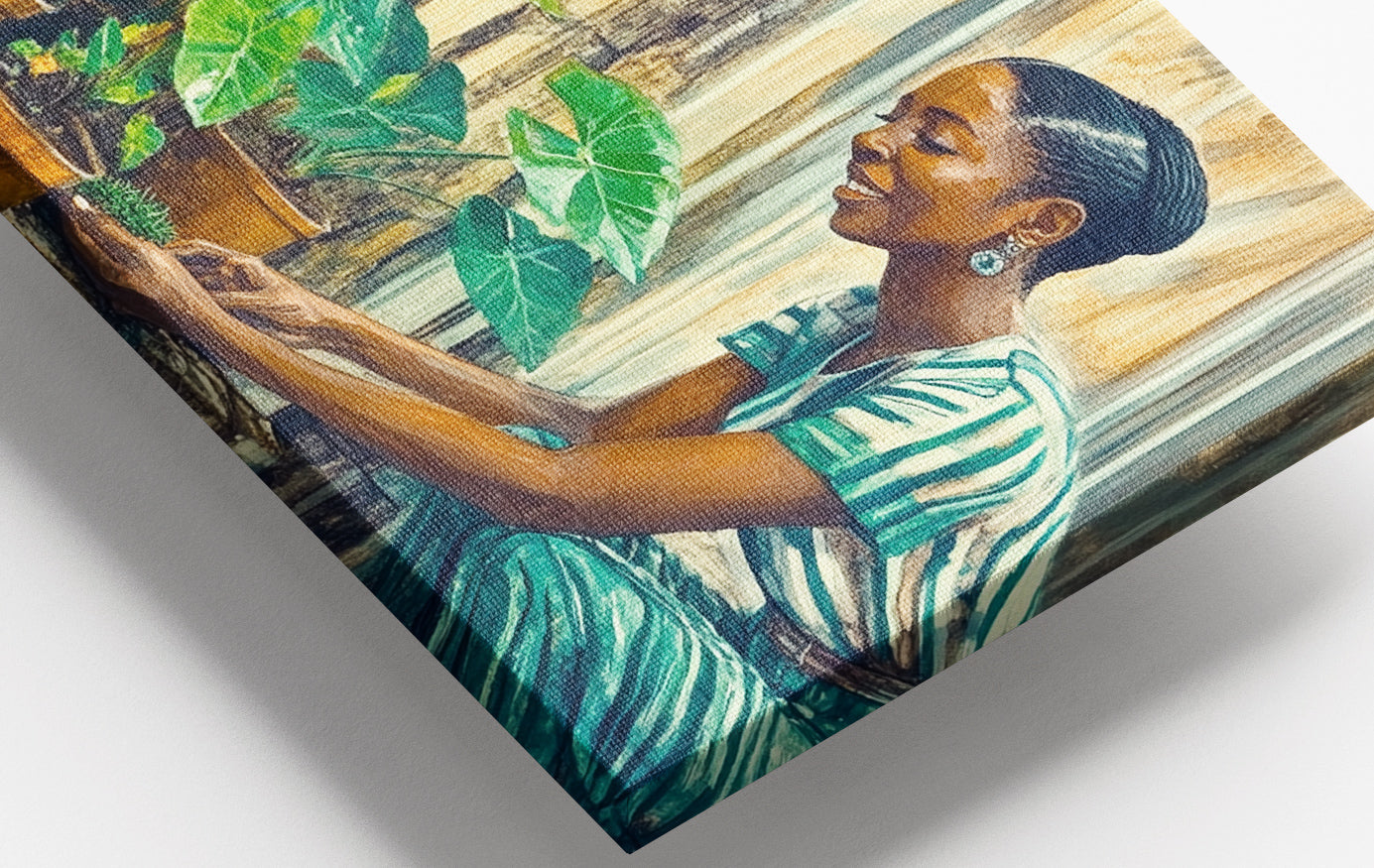 Close-up of Black Woman Indoor Garden African American wall art detail