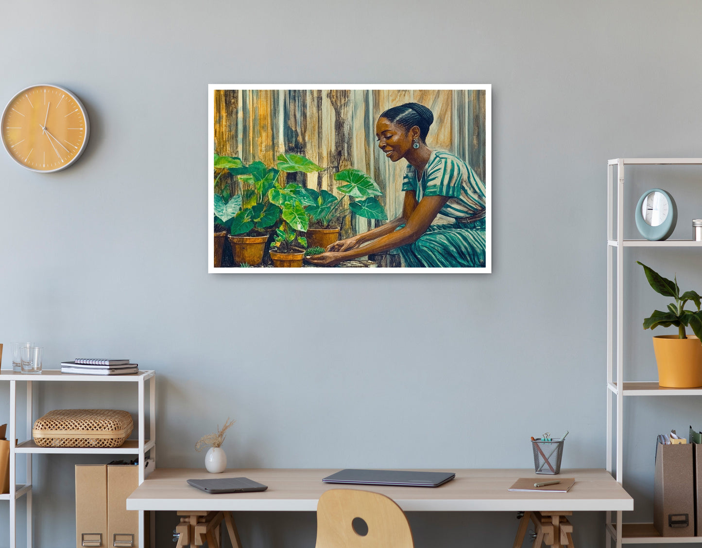 Black Woman Indoor Garden African American wall art print view