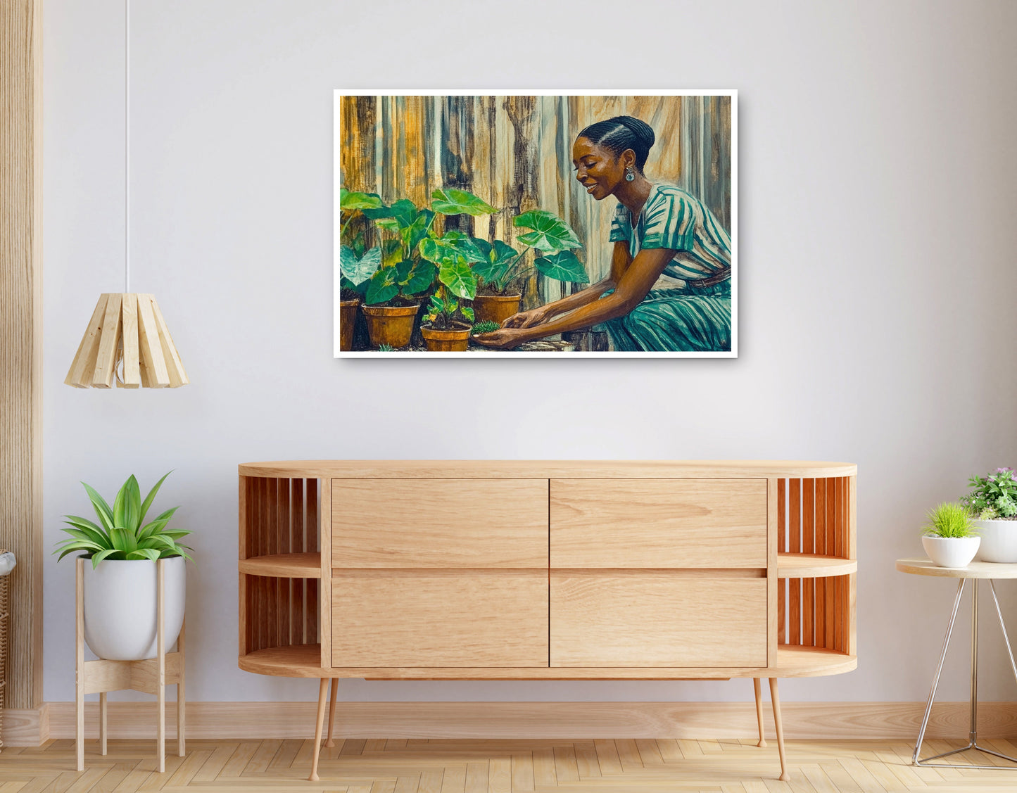 Alternate view of Black Woman Indoor Garden African American wall art canvas print