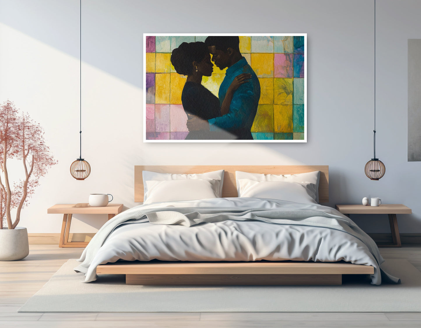 Black Couple Stained Glass Black love wall art artwork view